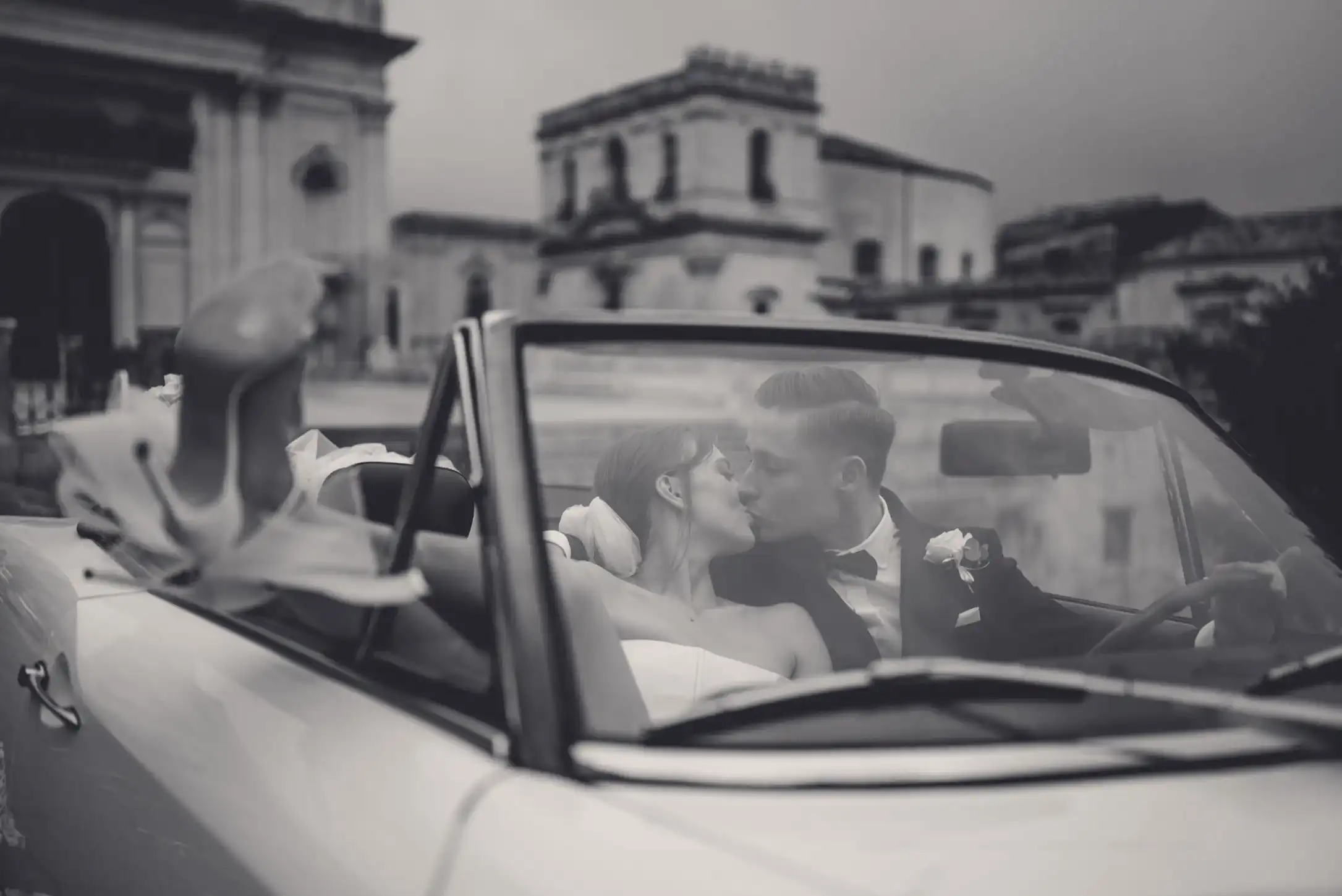 Artistic destination wedding portrait in Europe